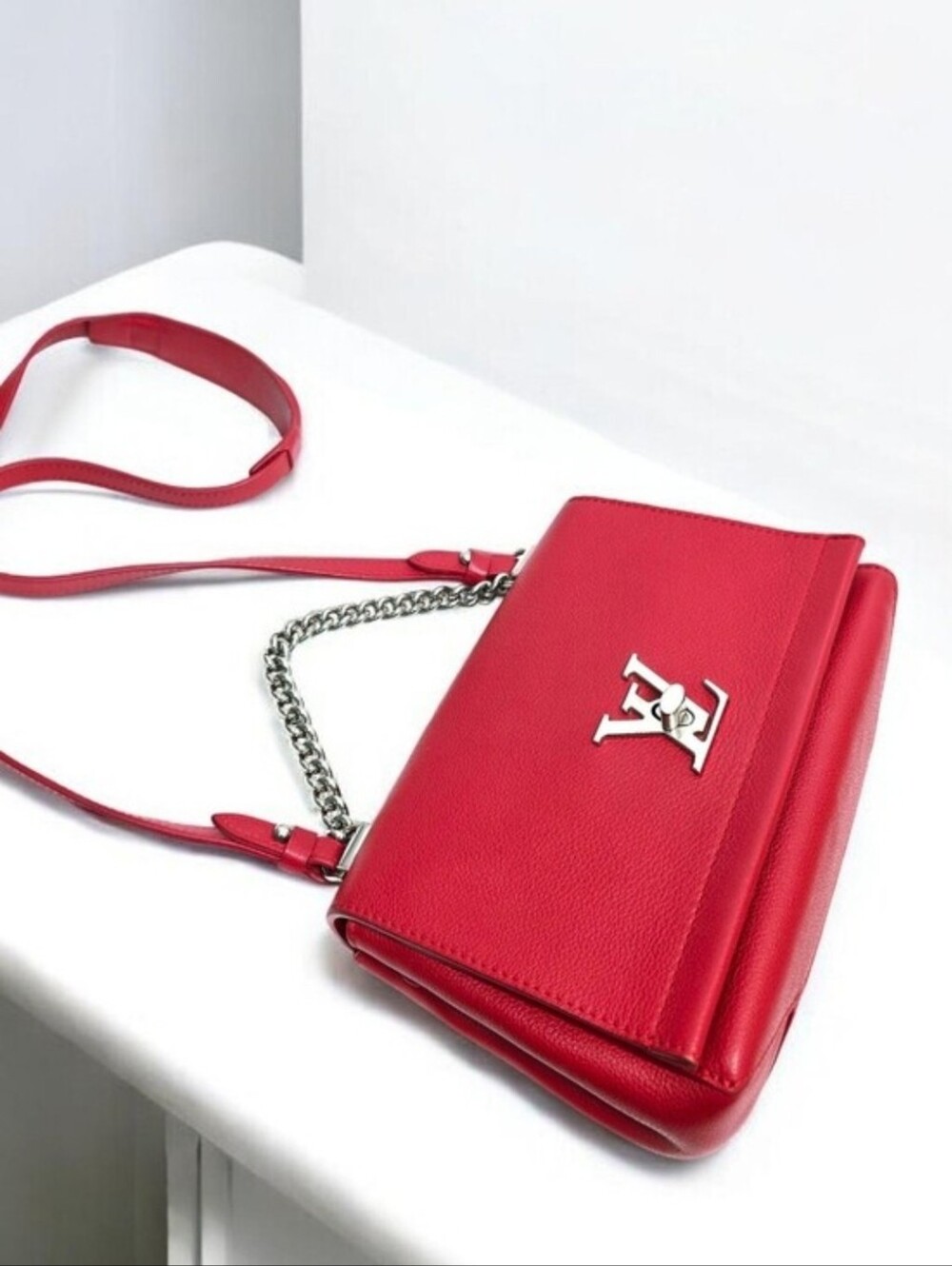 Louis Vuitton Lockme II BB Red Calfskin Leather Flap Crossbody Bag - Picture 14 of 16